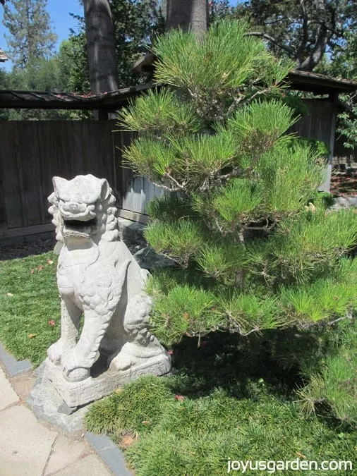 A sculpture inside the Japanese Garden