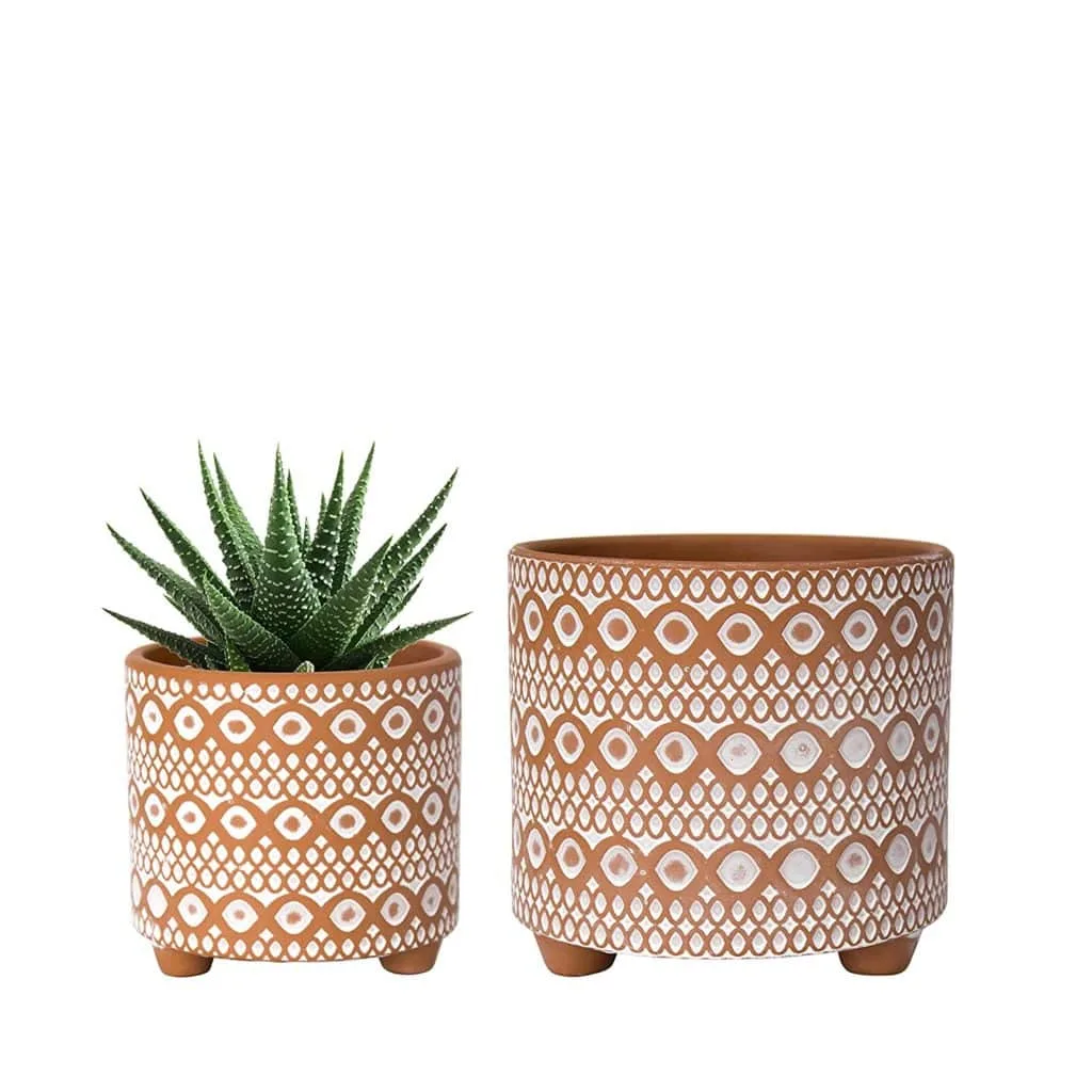 Set of two geometric deign planters available at amazon.