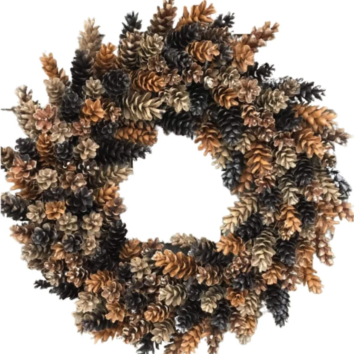 multi colored pinecone wreath from etsy