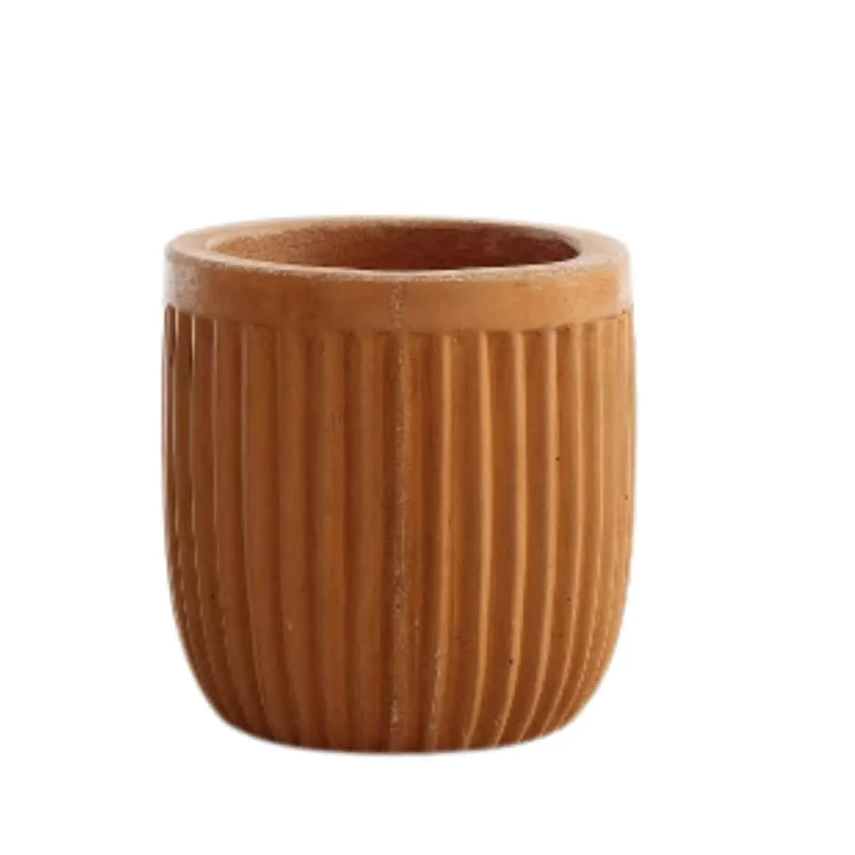 Concrete fluted tan planter pot from Pottery Barn. 